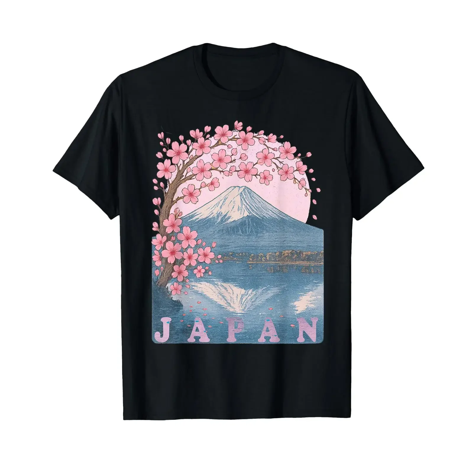 Japanese Cherry Blossom Mt Fuji Japan Art Women T Shirt vintage Washed graphic Versatile Stylish Soft homme