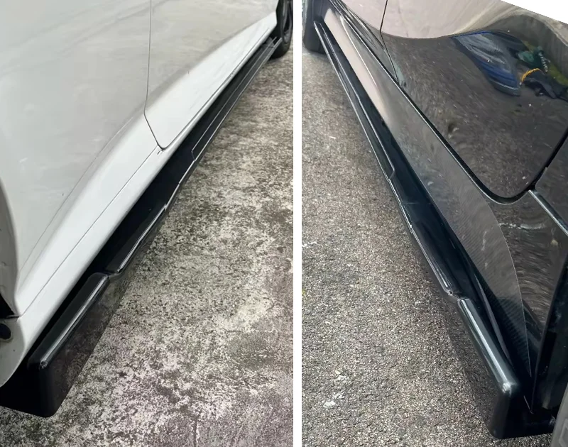 Für Audi Zubehör Auto-Seitenschweller-Erweiterungen Schwellerverkleidungen 8-teilig 86,6 Zoll/2,2M Hochglanz Schwarz ABS-Kunststoff – Detail 4