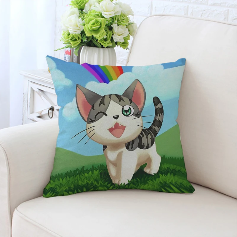 

45x40cm pillowcase cute Cartoon Cat double-sided printed custom pillowcase sofa cushion cover office chair backrest 50x50cm