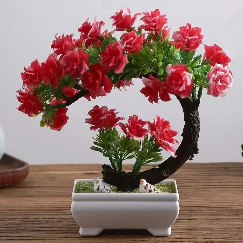 Artificial flowers, artificial flowers, bonsai, green plants, small potted plants, welcome pines, roses, porch decorations,