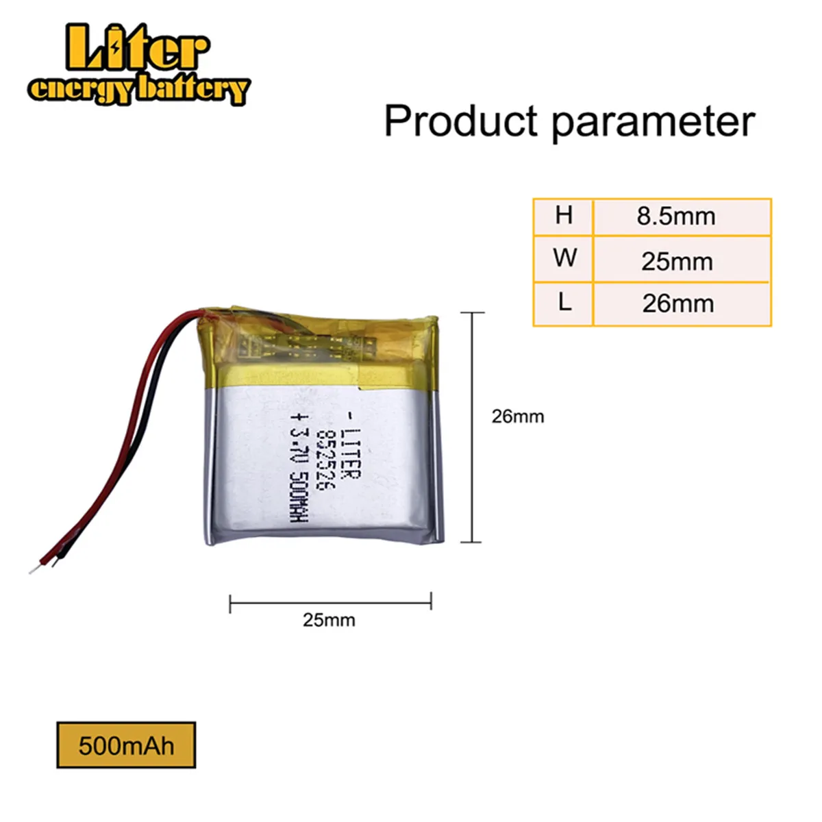 3.7V,500mAH,802525 852526 polymer lithium ion / Li-ion battery for GPS,mp3,mp4,mp5,dvd,bluetooth,model toy mobile