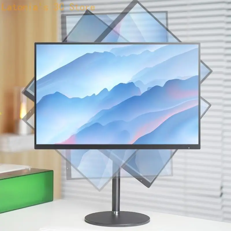 Tragbarer Monitorständer mit 75 x 75 mm VESA-Halterung, Schreibtischständer aus Metall mit runder Basis und teleskopischer – Detail 5