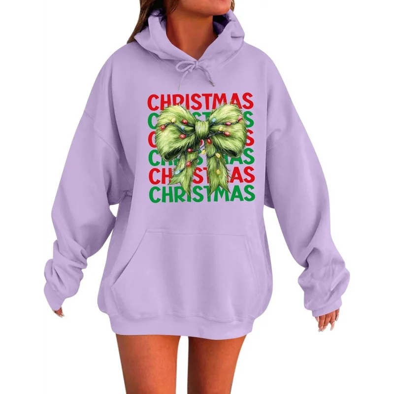 

Christmas women's hoodie casual New Fashion long sleeve white snowflake sports shirt set top