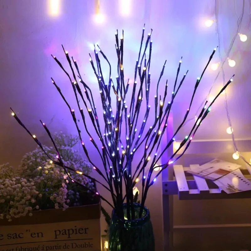 Willow Branch Lamp Black Branch DIY Lamp Battery Powered Suitable for Holiday Parties Home Desktop Decoration Night Light