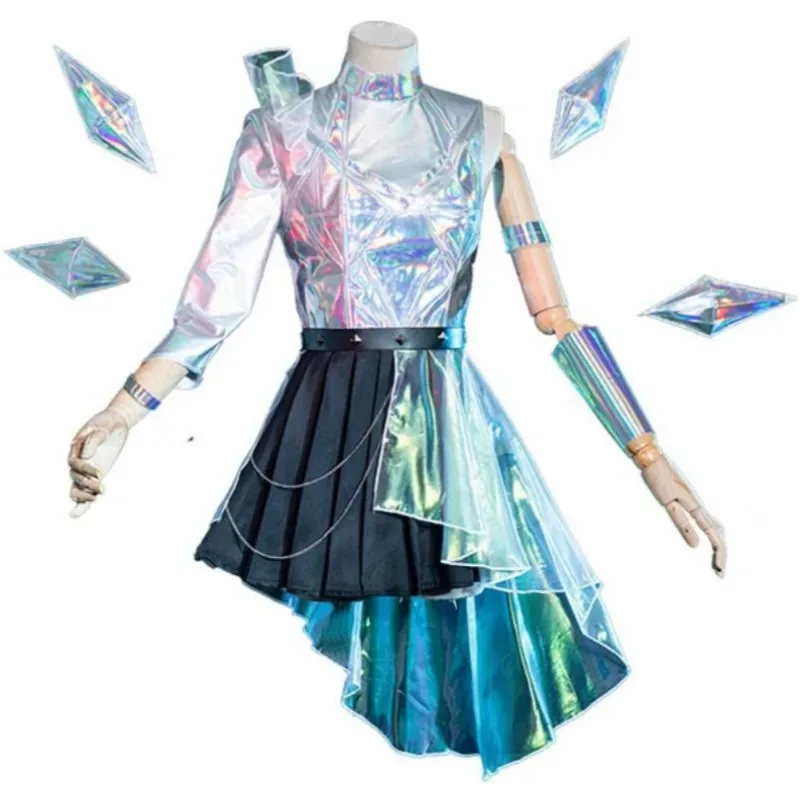 Игра LOL KDA All Out Seraphine The Starry Eyed Songstress Косплей Костюм Парик Крыло Микрофон Обувь Аниме Реквизит Хэллоуин Костюм;8