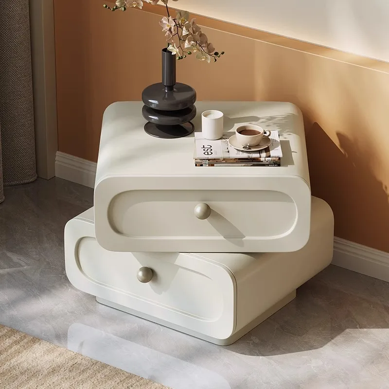 Cream wind rotating bedside table storage cabinet bedroom modern simple creative home