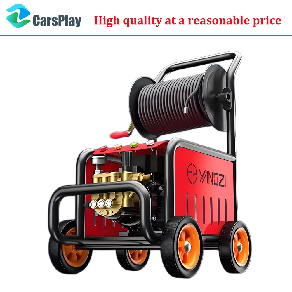 

220V High Pressure Car Wash Machine 250bar with IPX5 Water Gun Full Metal Scroll Storage Auto Cleaning Cart Design