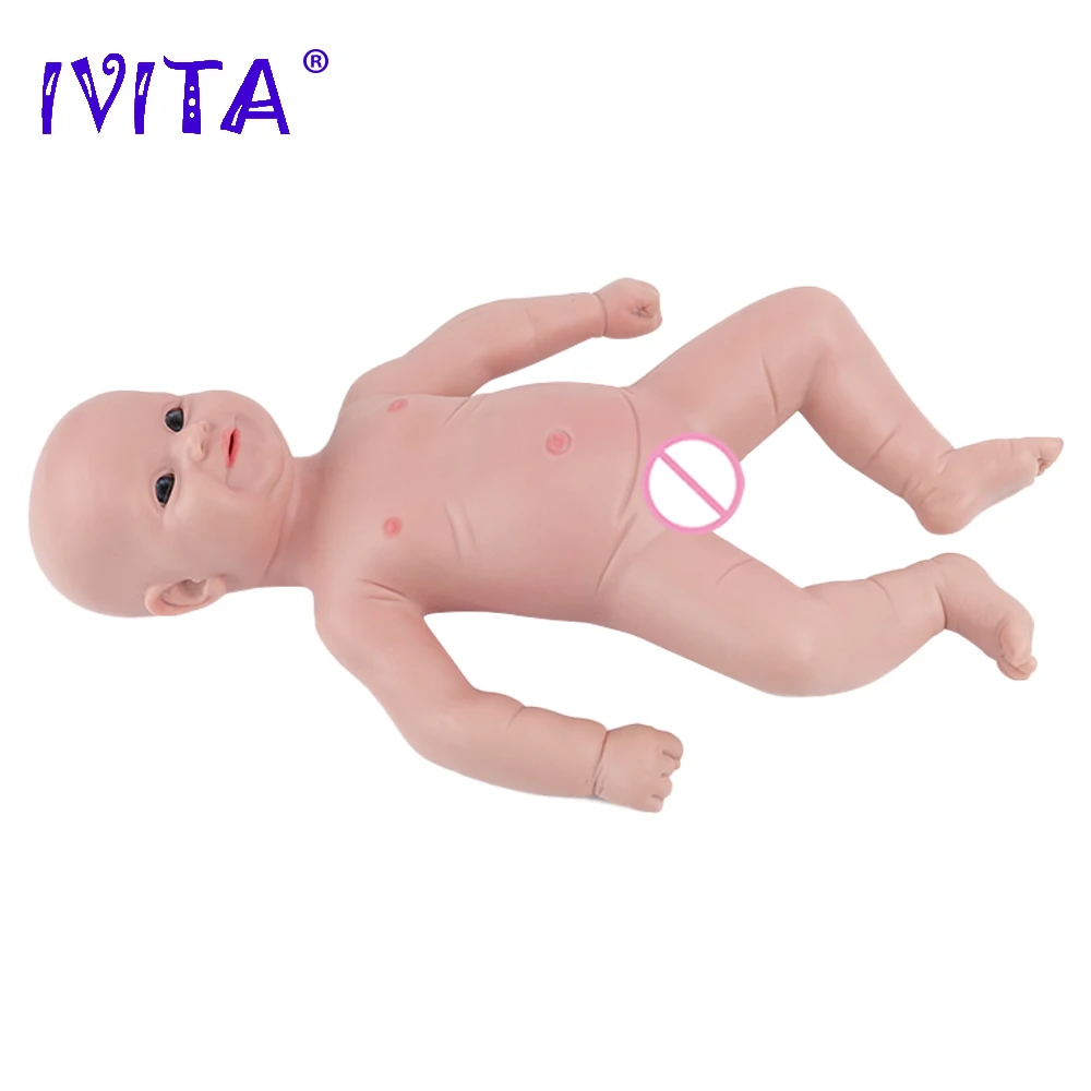 IVITA WG1563 45cm 3180g 100% Full Body Silicone Reborn Baby Doll Realistic Unpainted Girl Dolls DIY  Children Christmas Toys