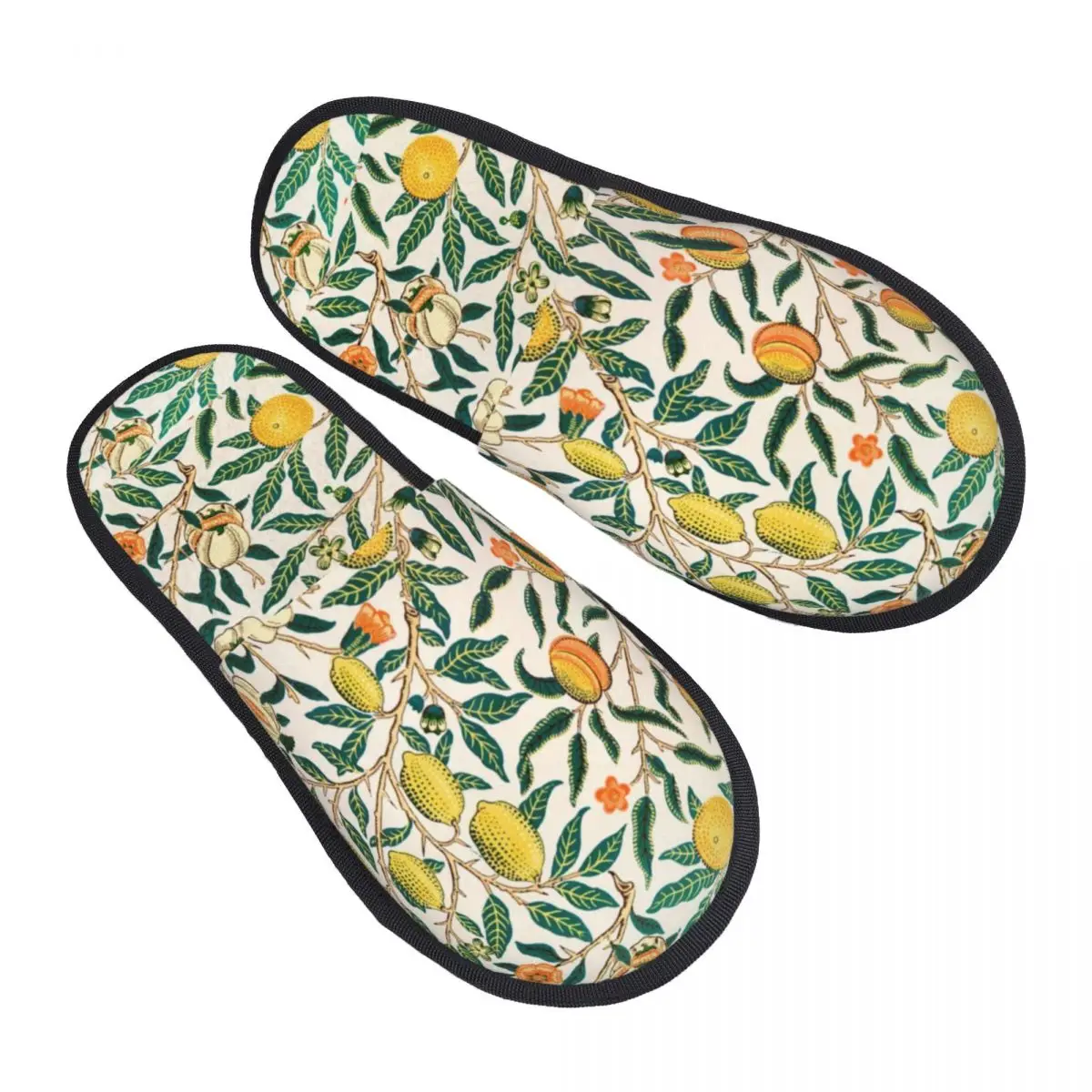 William Morris Lemon Pattern Guest Slippers for Bathroom Women Custom Print Summer Citrus Fruit House Slipper