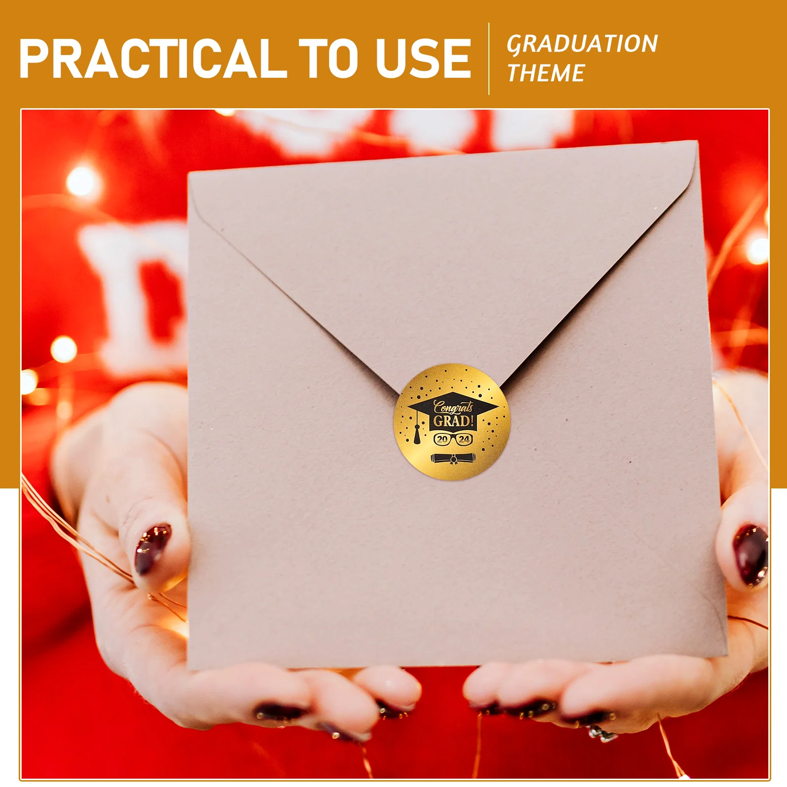 

30pcs Graduation Themed Stickers Bag Sealing Labels Gift Wrapping Decorative Stickers Copper Material Self-Adhesive