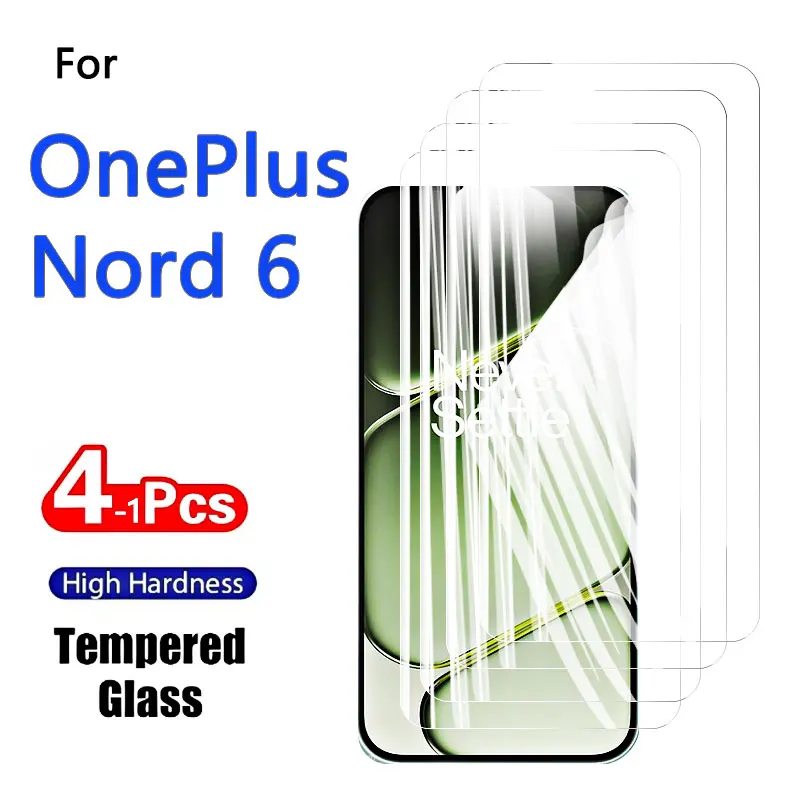1–4 Stück HD-Displayschutzfolien für OnePlus Nord 6 Nord6, gehärtetes Glas, Kristall, hochaluminiumhaltig, kratzfest, case-freundlich, mit Fingerabdrucksensor