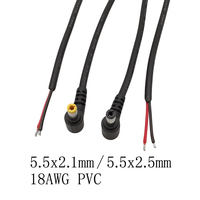 18AWG DC Power Pigtail Barrel Plugs Connector Cable, 5.5x2.1mm / 5.5x2.5mm DC Male Plug Right Angle 90 Degree Power Wire 30CM