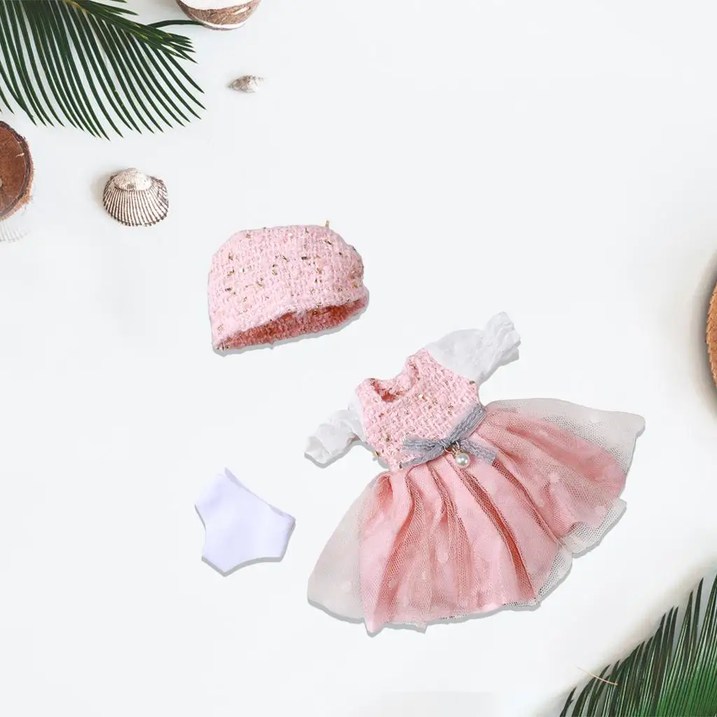 Handgemaakte 12 inch poppenkleertjes jurk set stoffen outfit met hoed en ondergoed voor BJD poppen 1/6 dagelijkse dressing