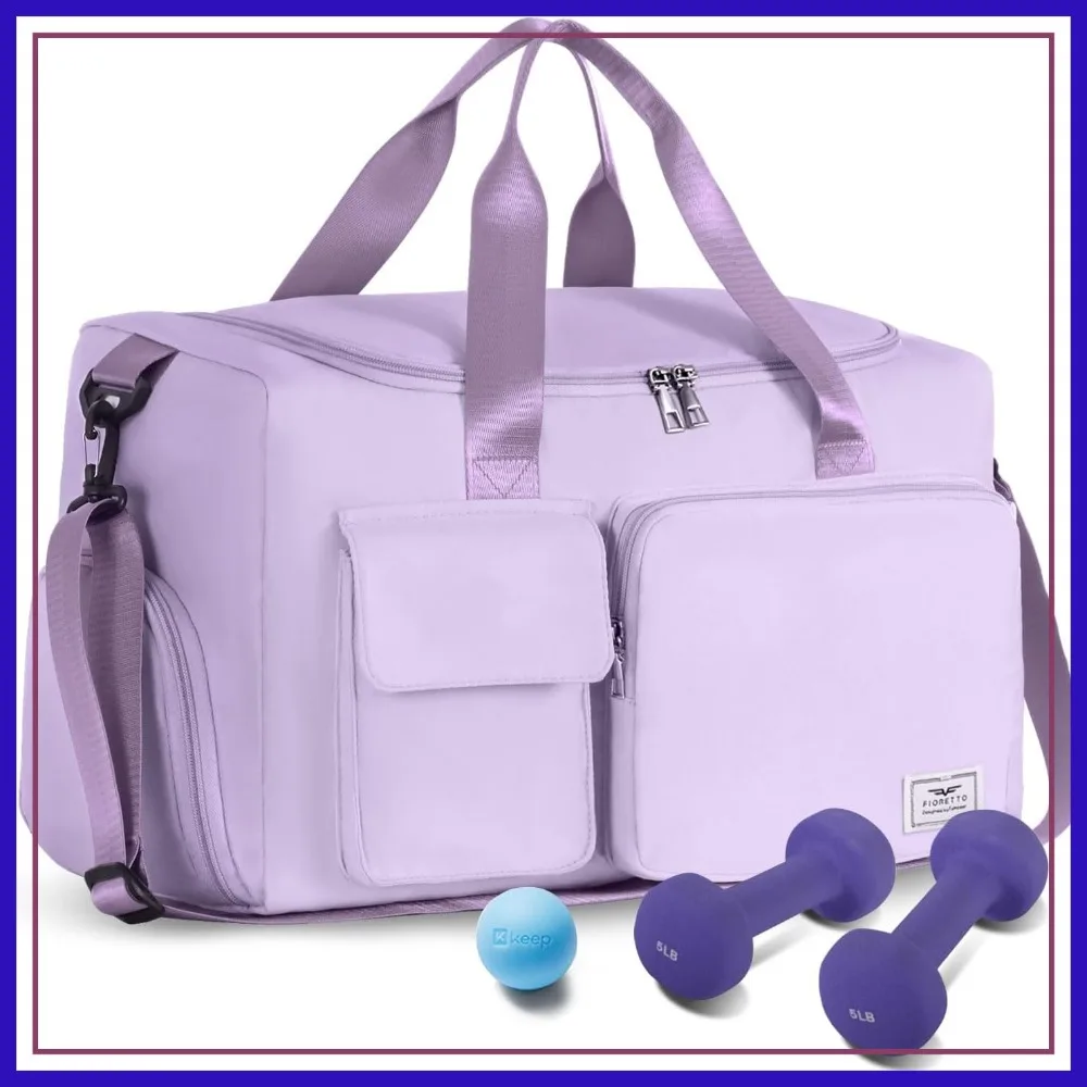 

30L Gym Duffle Bag with Shoes Compartment, Travel Sports Duffel Weekender for Women