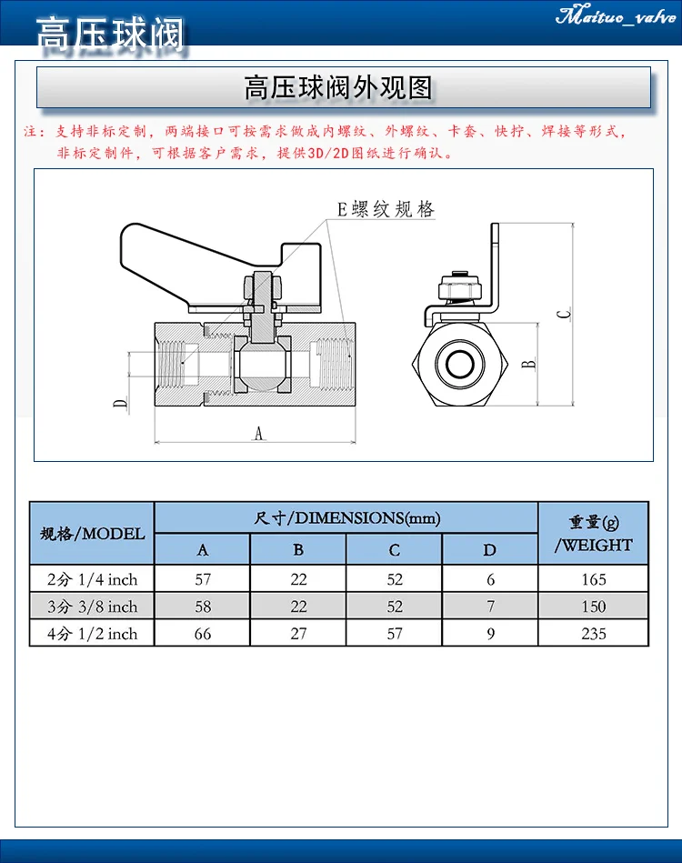 1/4 "3/8" 1/2 "bsp weiblich 304 Edelstahl Hochdruck-Kugel ventil Instrument ierung Gas quelle Ventil Schalter Wasser Gas 100 bar – Detail 2