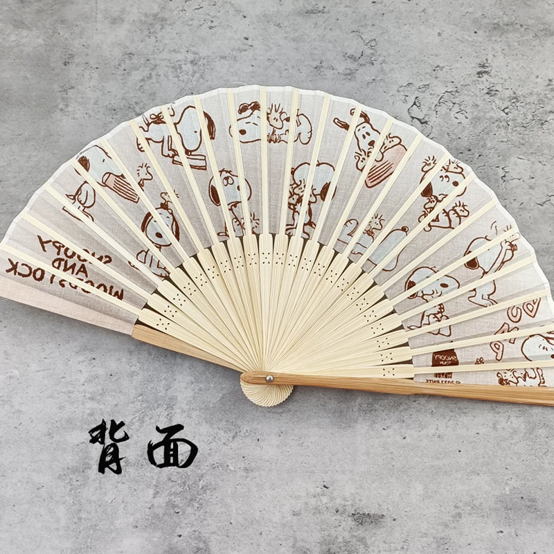 Snoopy Cute Cartoon Men and Women Cotton Folding Fan Creative Exquisite Cartoon Pattern 6-inch Portable Bamboo Fan Wholesale view 5