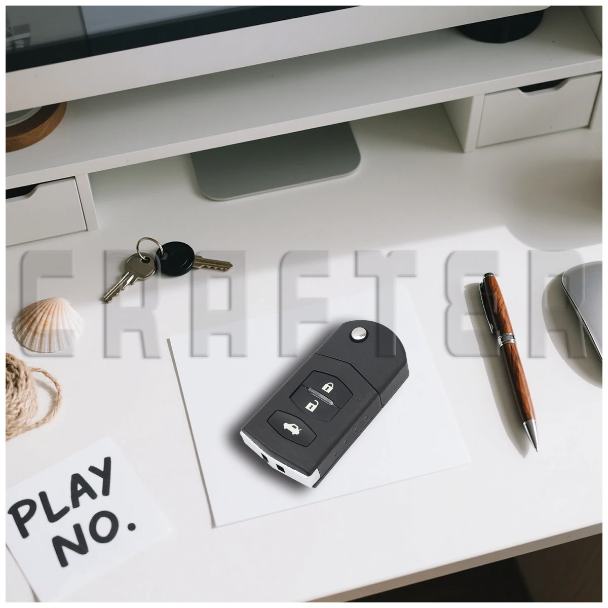 キークラフター SKE126-01 433MHz チップID 4D63 フリップリモートカーキー SKE126-A1 マツダ2 3 5 6 三菱システム対応