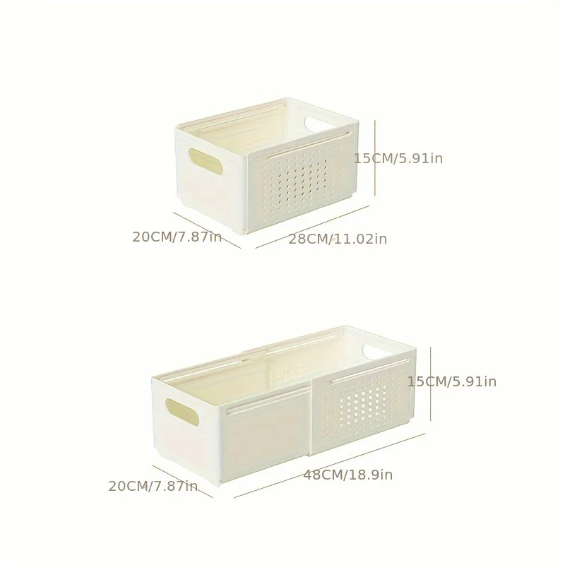 2pcs Medium Extendable Storage Box Cosmetic Drawer Organizer Makeup Brush Skincare Closet Stackable Kitchen Sundries Storage Rac