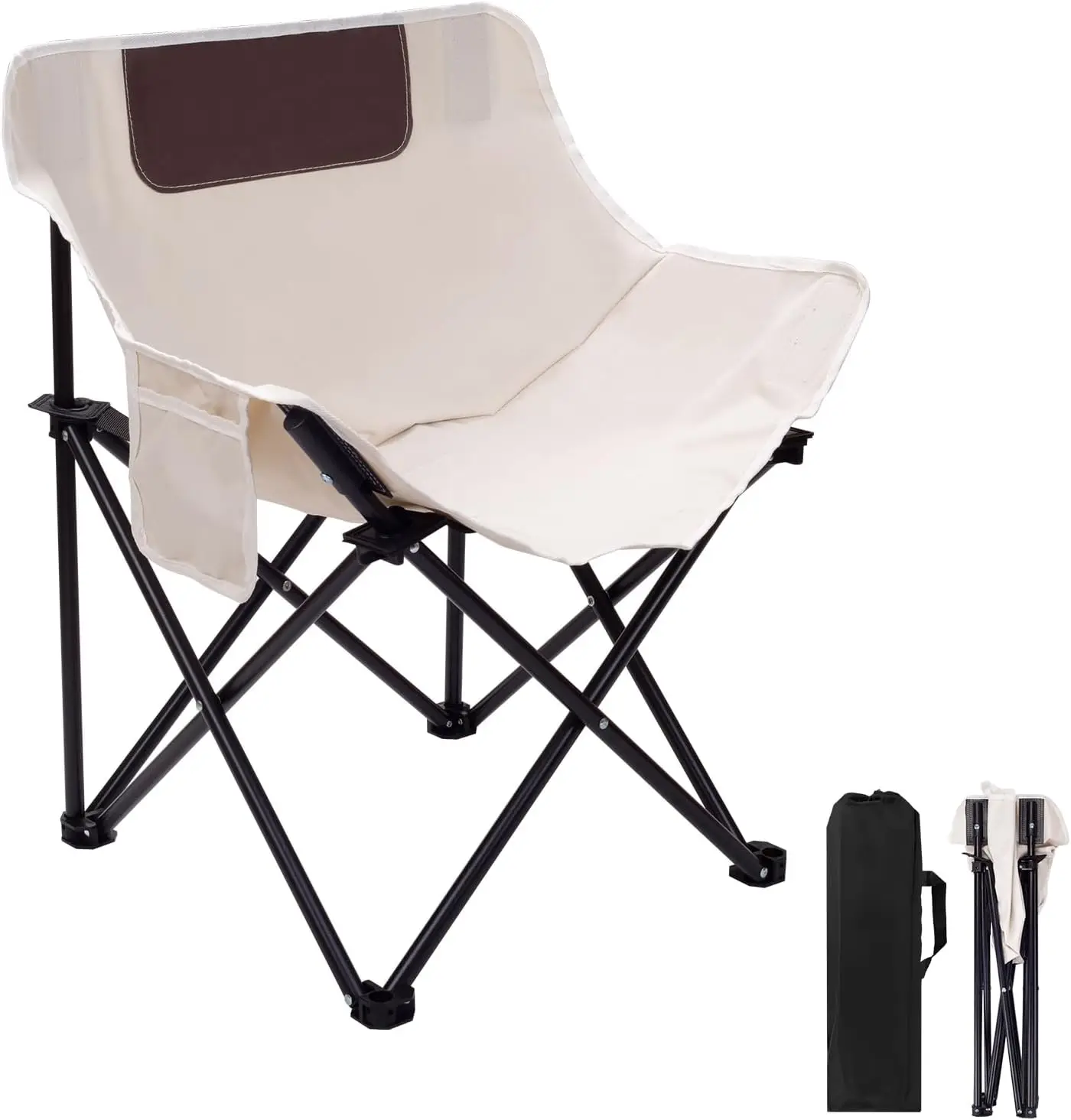 

Portable Folding Chair with Carry Bag & Side Pocket for Sauna, Camping, Beach, Tailgates, and Sports