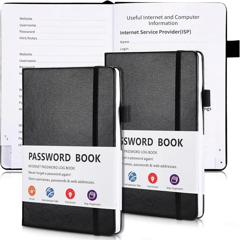 【Flash-Deal!】2 Pcs Password Book With Alphabetical Tabs, 7.8 X 5.2Inch Password Keeper Book, For Home And Work Office Gift