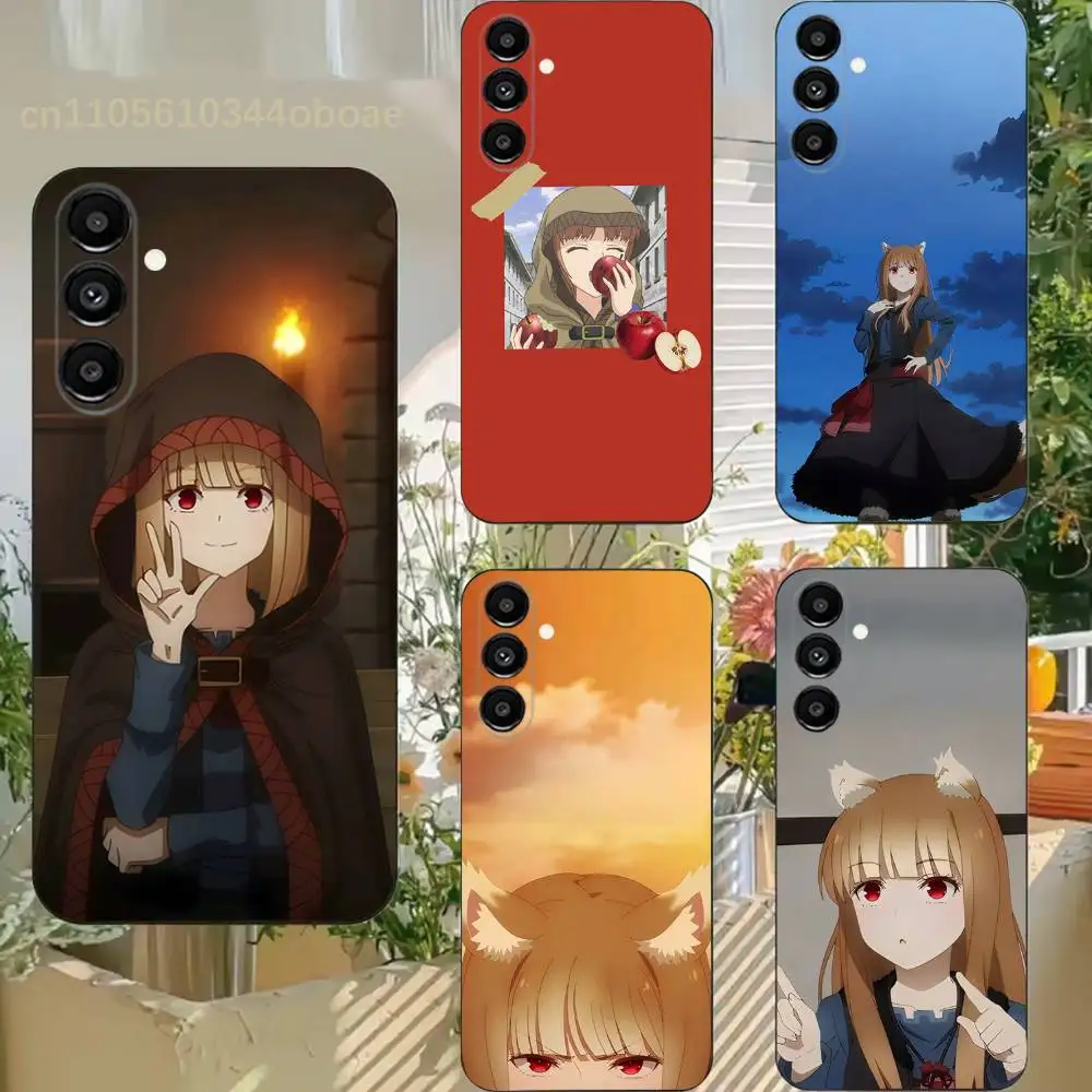 

Anime S-Spice and Wolf Holo Phone Case For Samsung S25,24,21,22,23,20,S30,Ultra,Plus, Fe,5G Silicone Cover