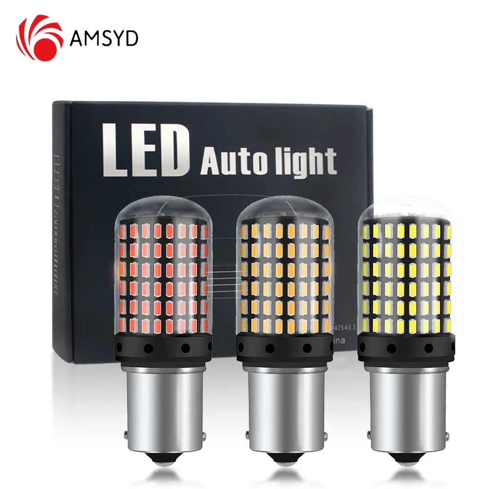 2szt Samochodowe żarówki LED 1156 BA15S P21W BAU15S PY21W 1157 BAY15D 7443 Żarówki LED 144SMD CanBus Światło kierunkowskazu wstecznego