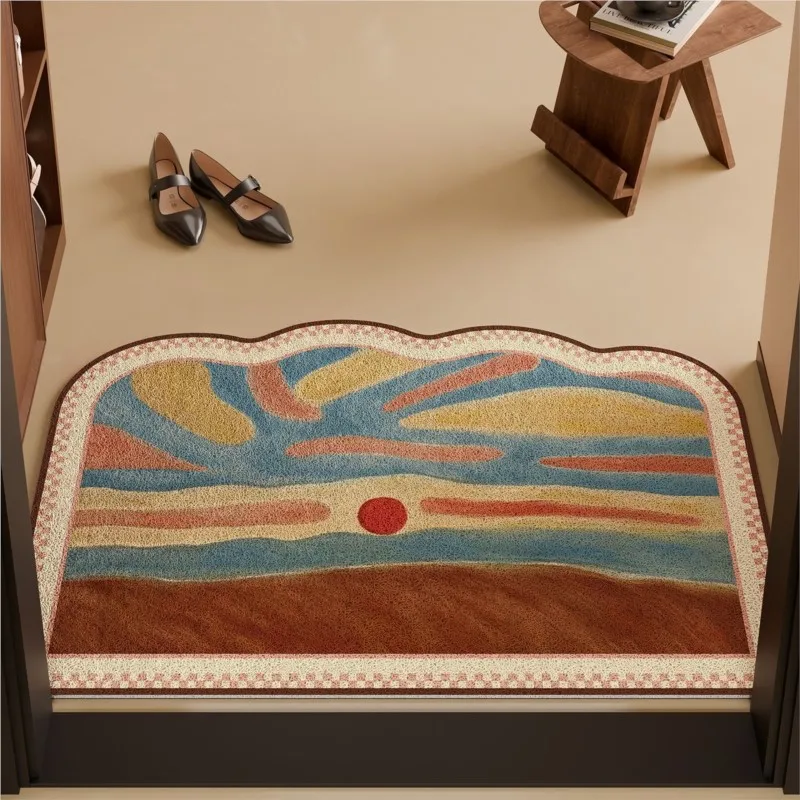 Mid Ancient Style Retro Landscape Pattern Floor Mat Entrance Door Dirt Resistant For Home Entrance Door Mat Entrance CarpetZI955