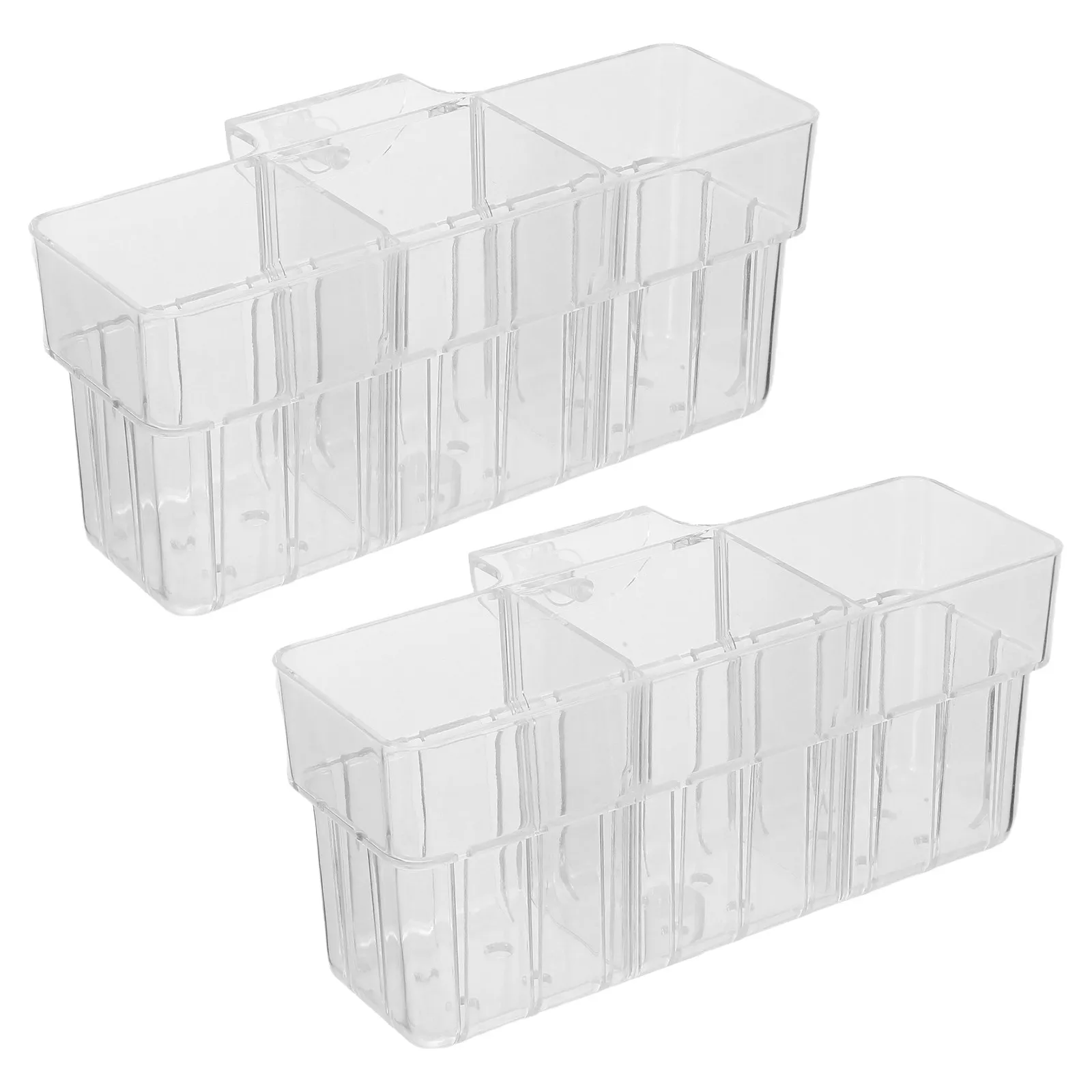 

2Pcs Transparent Aquarium Plant Basket Hydroponic Wall Mounted 3 Slot Aquatic Plant Holder Fish Tank Green Decoration Planter