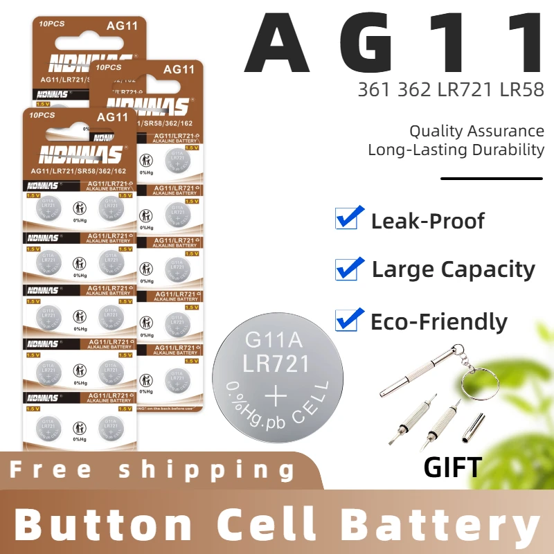 NEW AG11 LR721 1.5V Button Coin Cell Battery Long Lasting Compatible for Key Watch Remote Control Small Electronic Devices