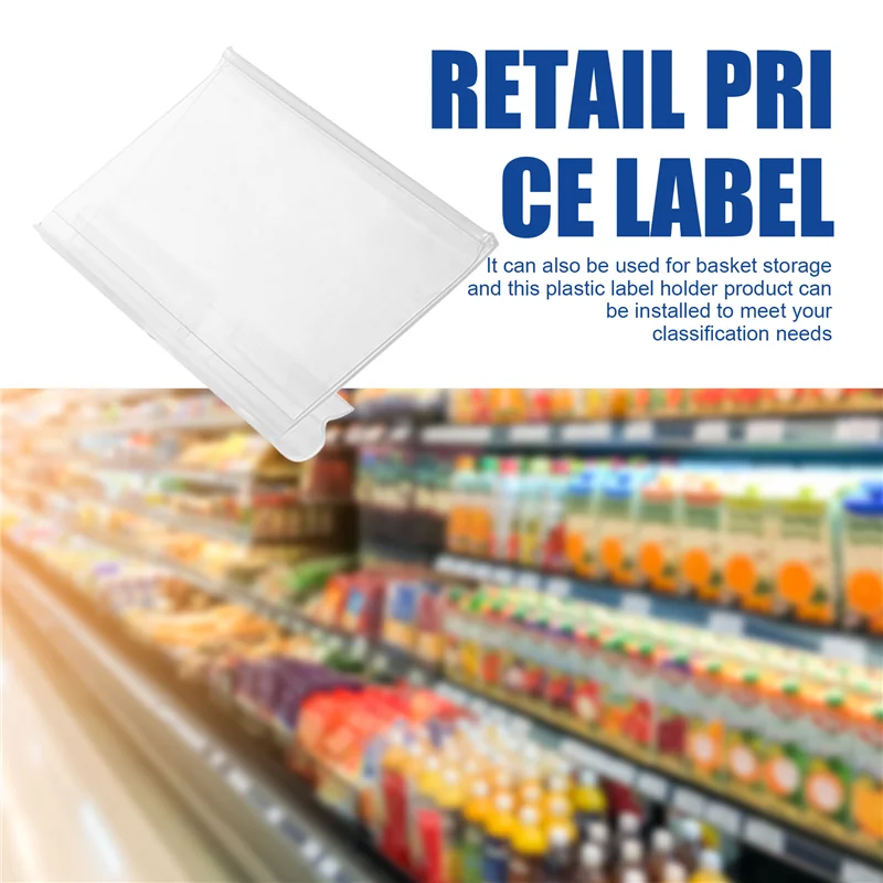 

EF-70PC 8X4.2Cm Clear Plastic Label Holders For Wire Shelf Retail Price Label Basket Labels Clip On Labels For Storage Bins