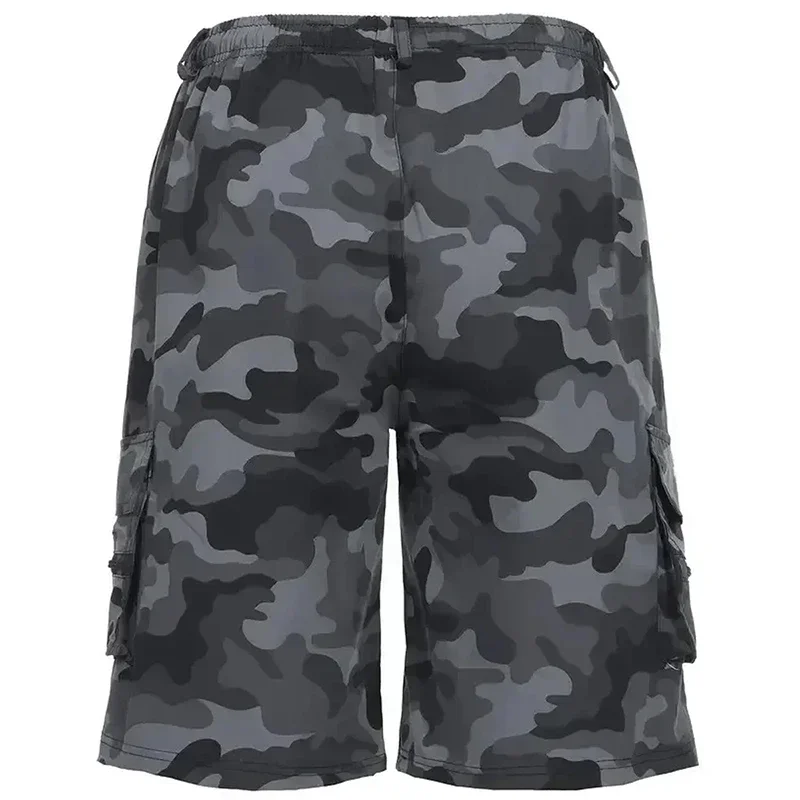 Atmungsaktive Stoff-Cargo-Shorts für Herren, Sommer, lässig, mehrere Taschen, lockere Passform, einfarbig, Schwarz, Khaki, Camo, Outdoor, Arbeit, kurze Hose