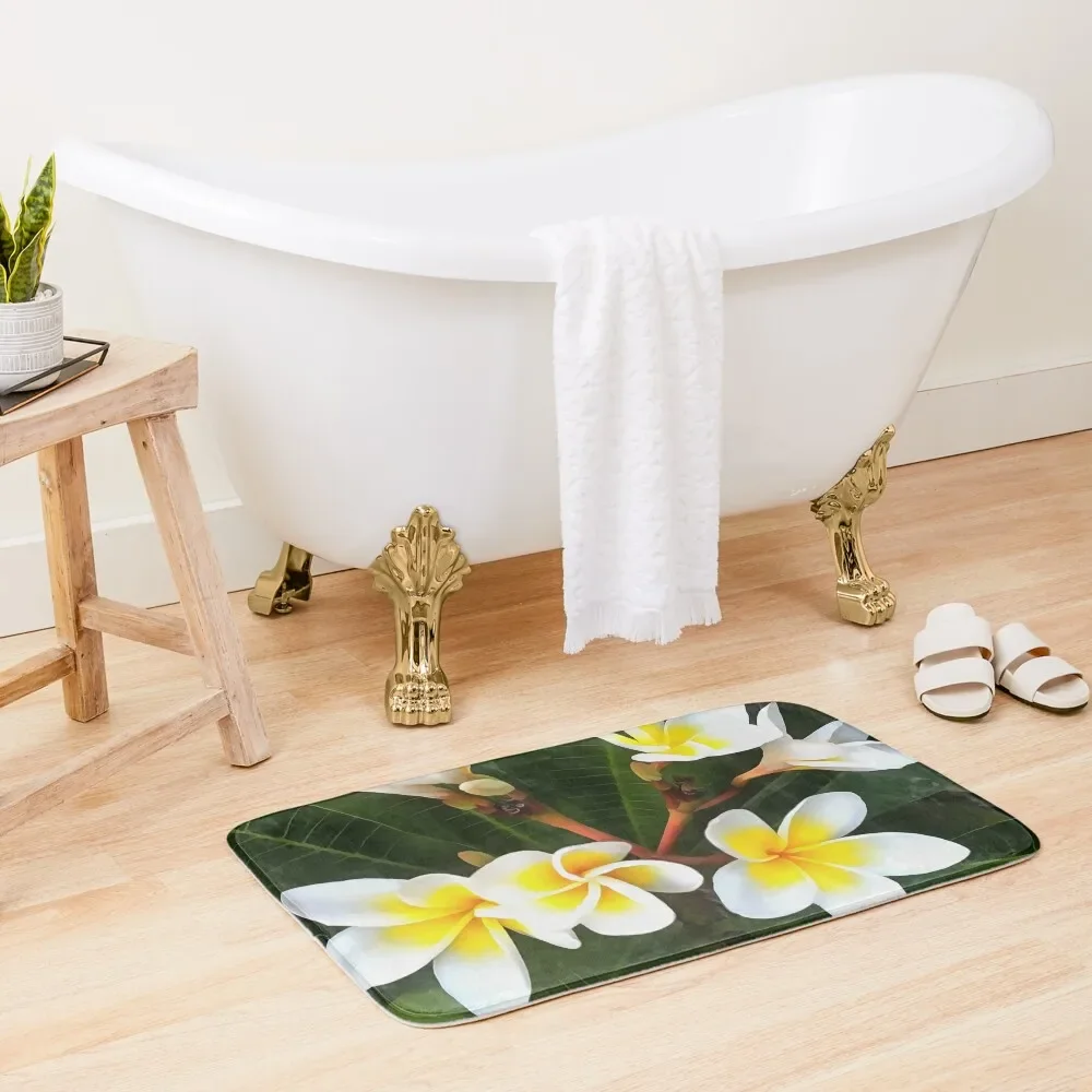 Frangipani Blossom Cluster Artistic Style Bath Mat House Entrance Bathroom Interior Mat