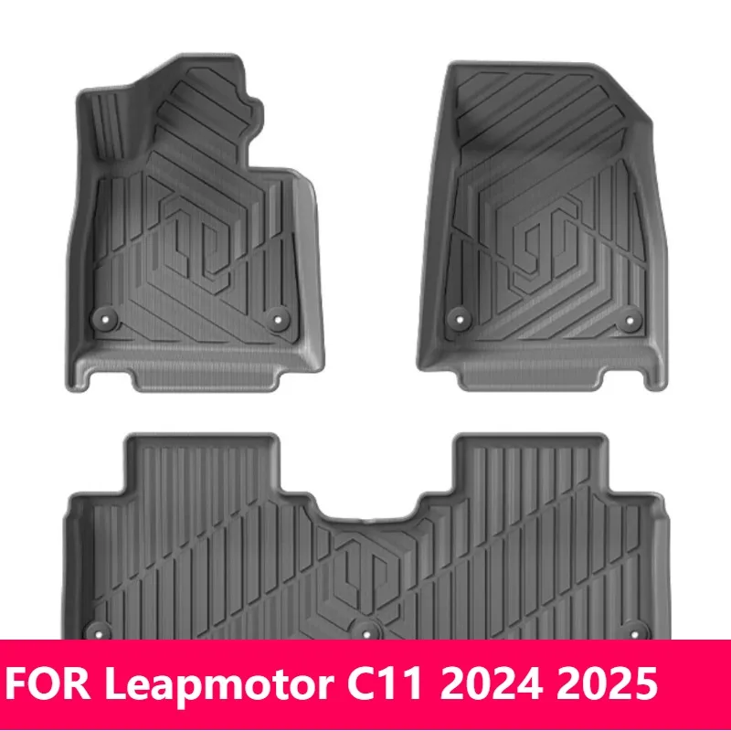 

For Leapmotor C11 2024-2025 TPE 3D Waterproof Floor Mats, Black 3PCS Set for Left Hand Drive