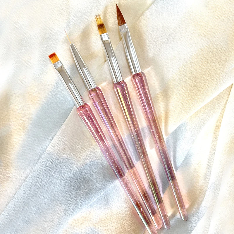 4 Stück Kunststoff UV-Gel Nagel bürsten Set DIY Nail Art Liner Pinsel Streifen muster Malpin sel Kits Erweiterung Zeichnung Carving Pen