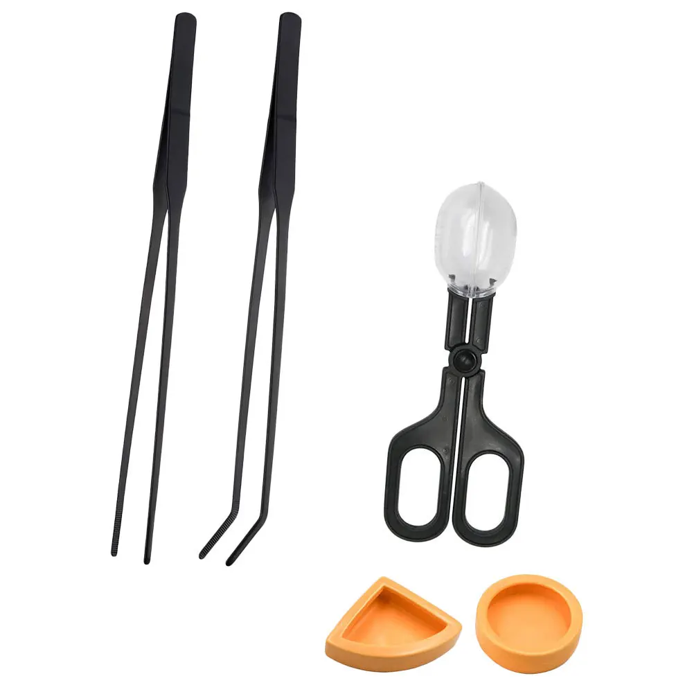 

1Set Reptile Feeding Bowl Kit Premium Food Grade Material Non-Slip Design for Lizard Gecko Tortoise Cricket Long Tweezers Water