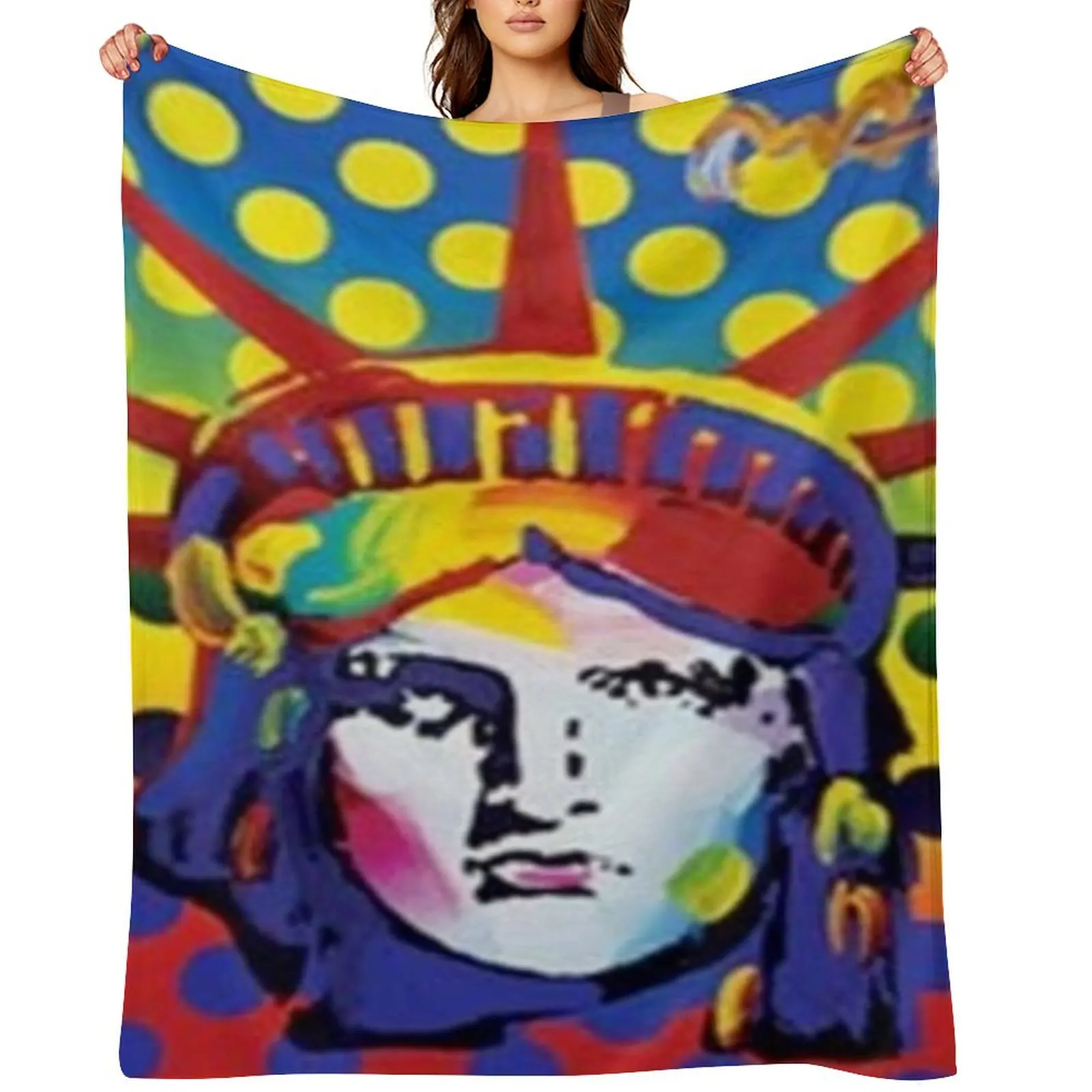 Peter Max Lady Liberty Throw Blanket Flannels manga Summer Hairys Blankets