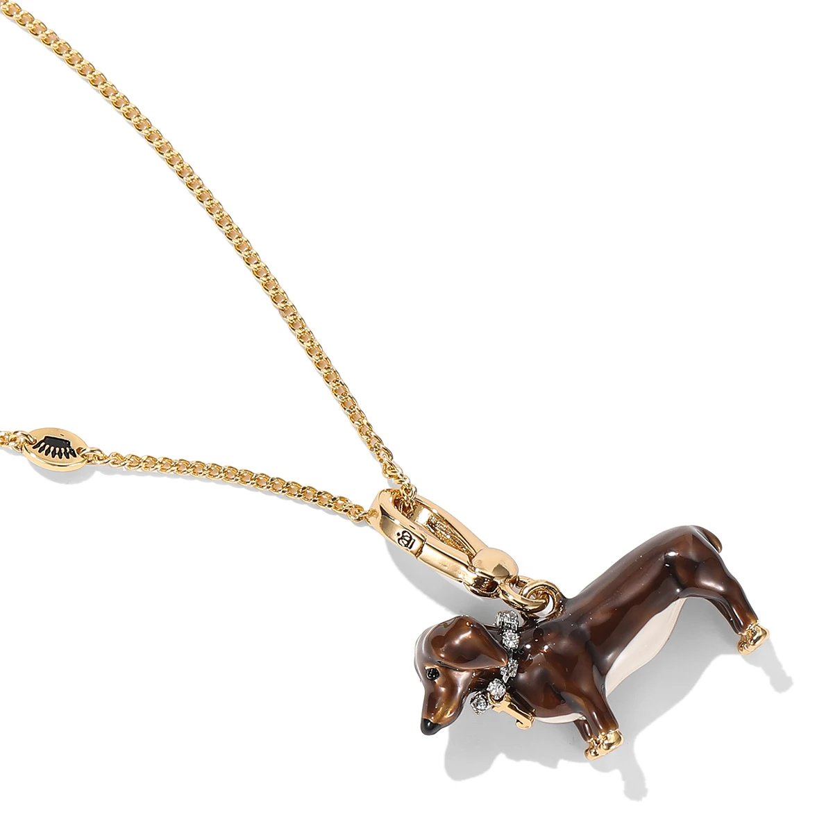 Cute and fashionable enamel glazed three-dimensional brown sausage puppy pendant necklace small animal key chain