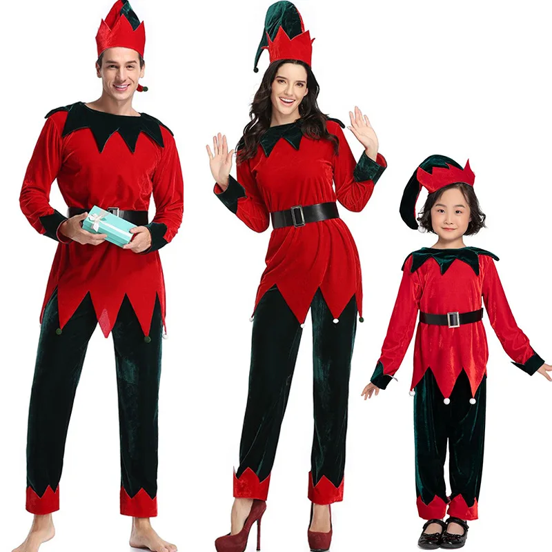 

Christmas Santa Claus Role Play Suit Long Sleeve Fancy Dress Family Couple Parent-child Costume Stage Performance Red Clothing