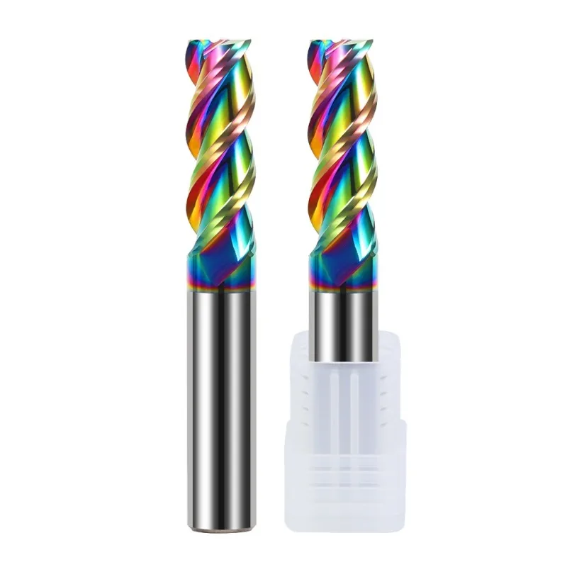 

GAMONT 60 HRC 3 Flute Tungsten Carbide End Mill Colorful Coated For Aluminum Alloy High Gloss Long Flat Milling Cutter CNC Tool