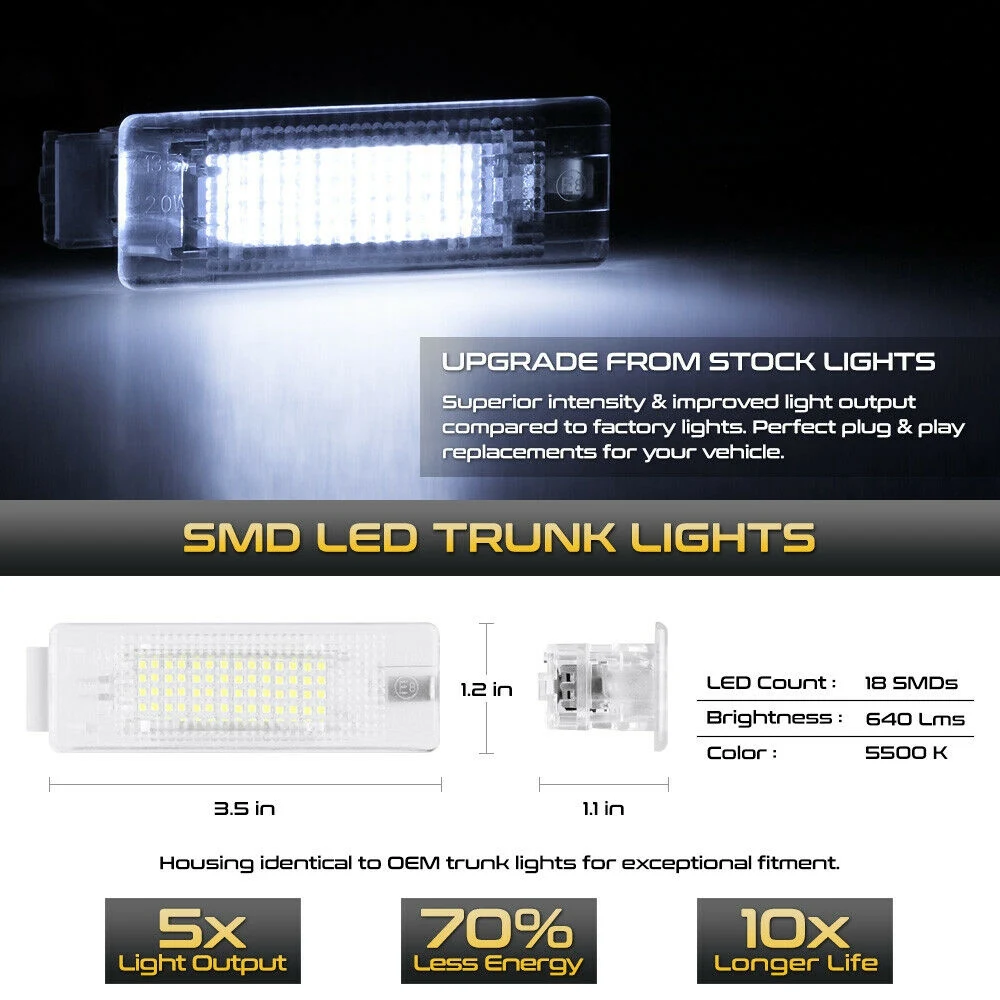 18-SMD LED Luggage Trunk Compartment Light Cargo Area Light Courtesy Door Lamp for Jetta Golf Passat Touran