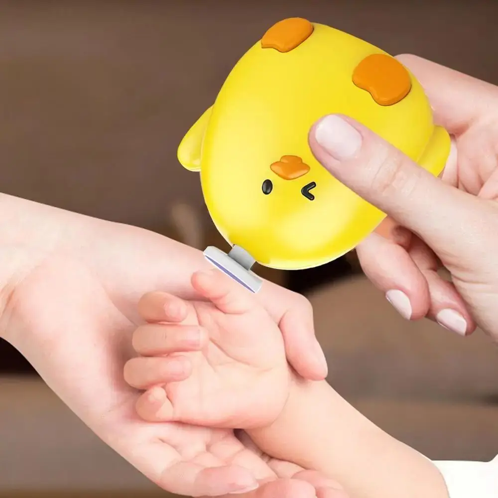 

Cartoon Electric Baby Nail Trimmer Chicken Shape Portable Baby Nail Clipper Quiet Operation 6 Replacement Grinding Heads