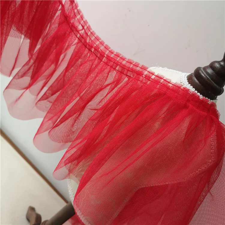 18cm Wide 2meter/lot Quality Mesh Lace Trimming Green Lace /Rose Color Pleated Trim Diy Dress Accessory X145