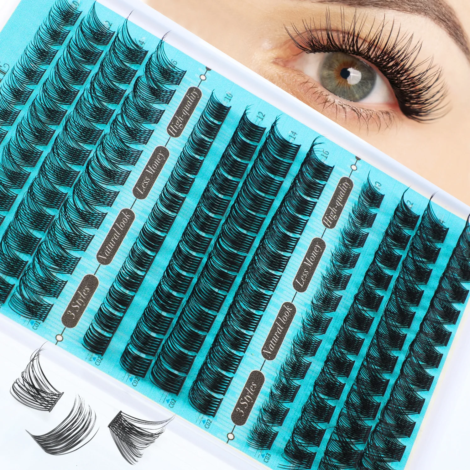 DIY Lash Extensions Kit 148pcs Individual Lashes Clusters 50D D Curl Eyelash Extension Kit with Applicator and Lash