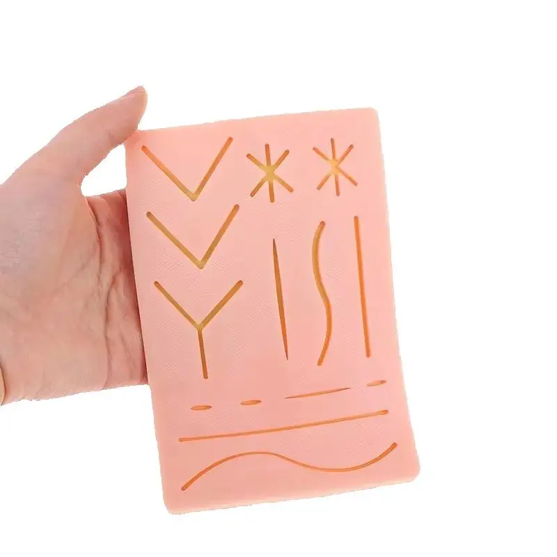 مجموعة أدوات تدريب خياطة الجلد المصنوعة من السيليكون للجروح الجراحية للتدريب على الممارسة الطبية والخياطة الصدمية وممارسة استخدام الجلد #6