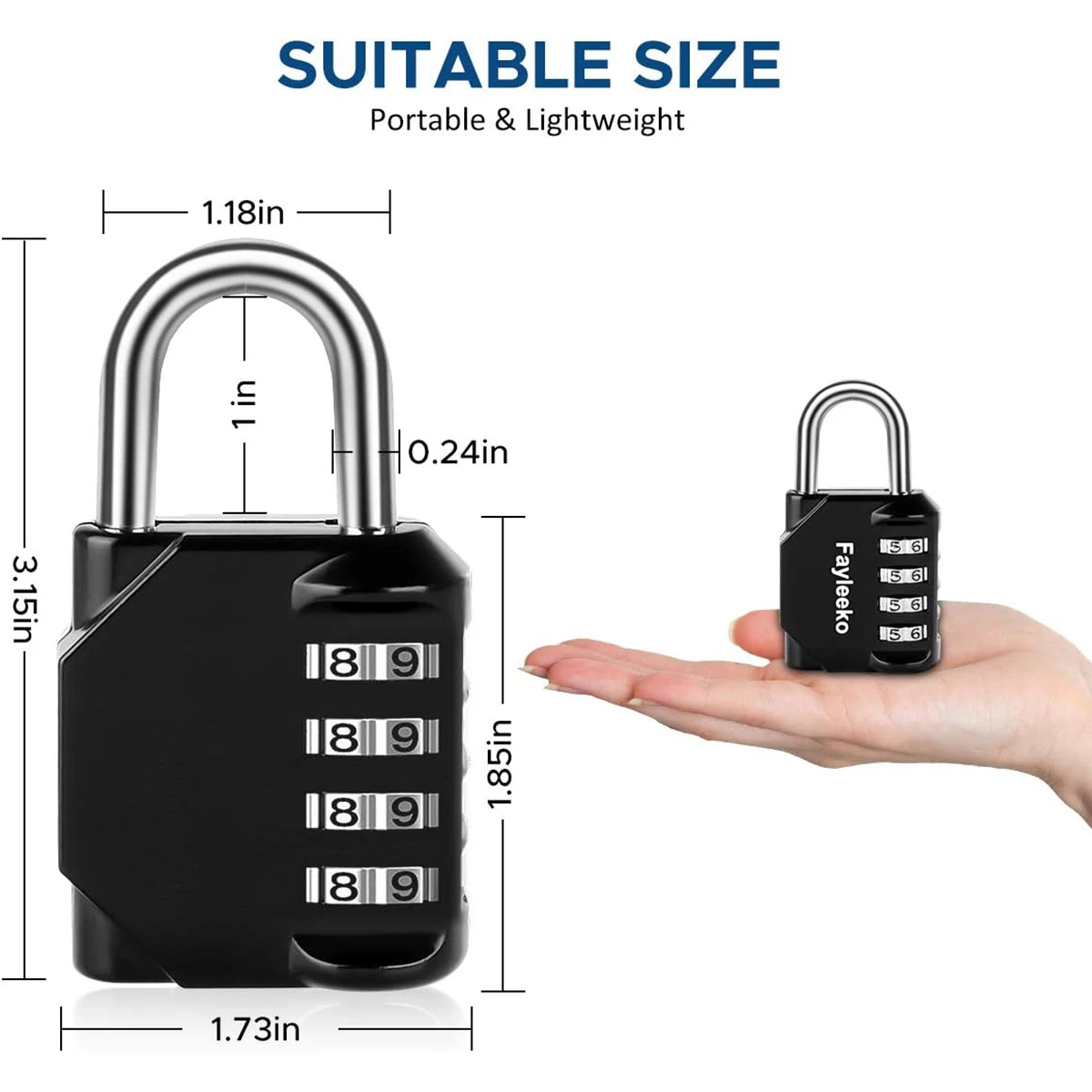 Combination Lock Locker 4 Digit Outdoor Waterproof Padlock for School Gym Sports Fence Toolbox Gate Case Outdoor Cabinets US234