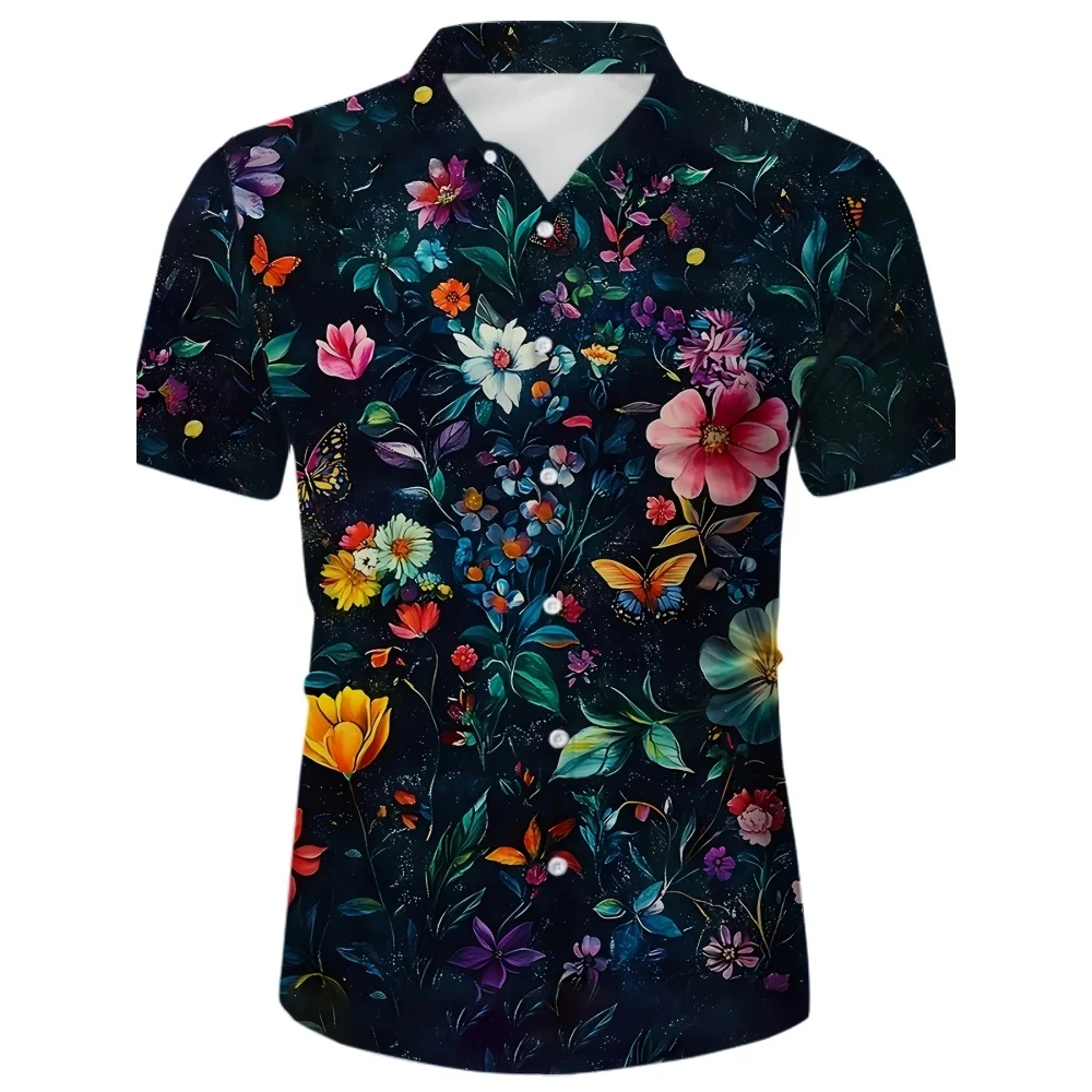 

Summer T-Shirts Hawaiian 3D Plant Print Men's Fashion Women's Shirt Casual One Button Shirts Short Sleeve Beach Oversized Shirts