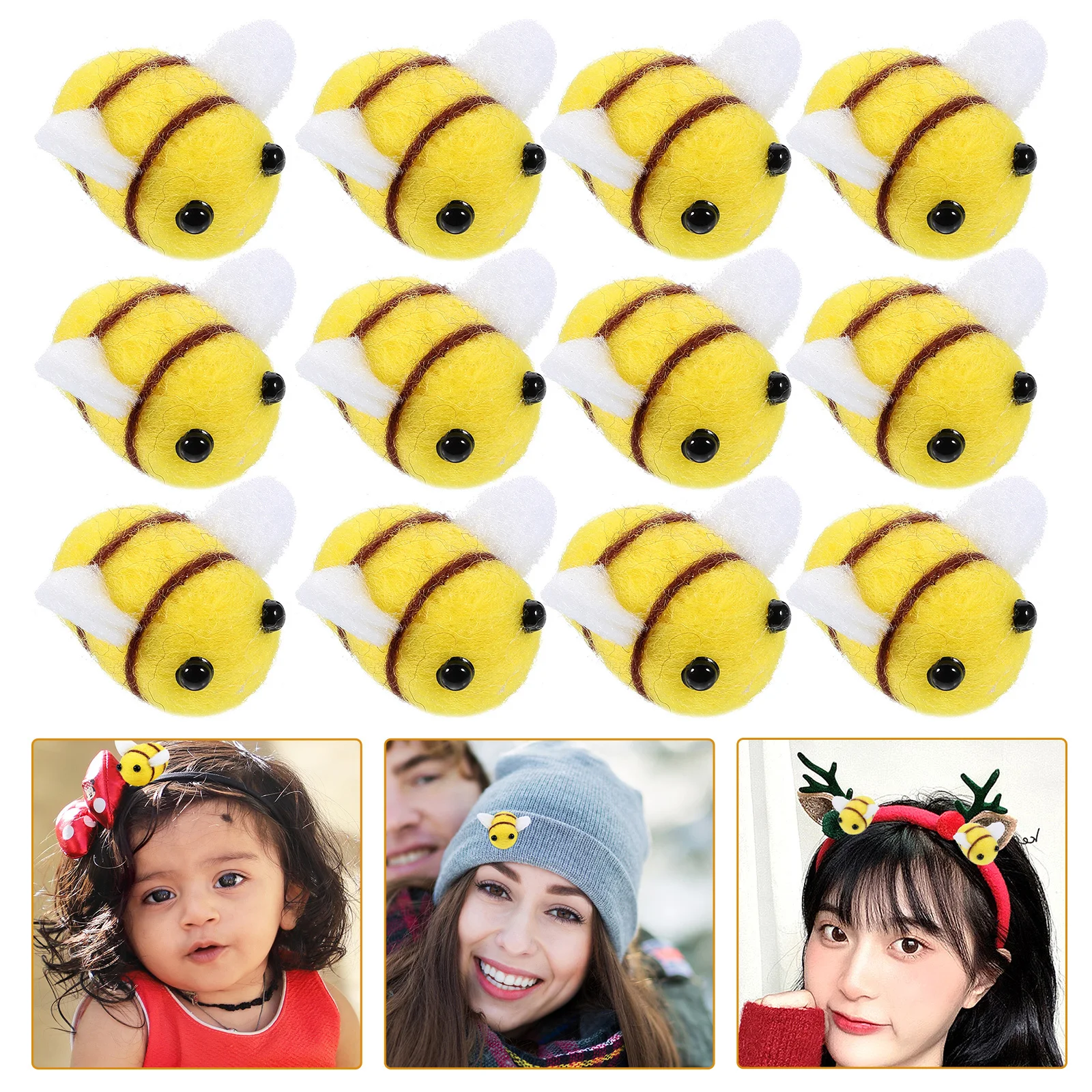 

24Pcs Wool Felt Bee Clothes Decor Durable DIY Hair Headwear Sweater Hat Shoes Accessories Cartoon Animal Supplies