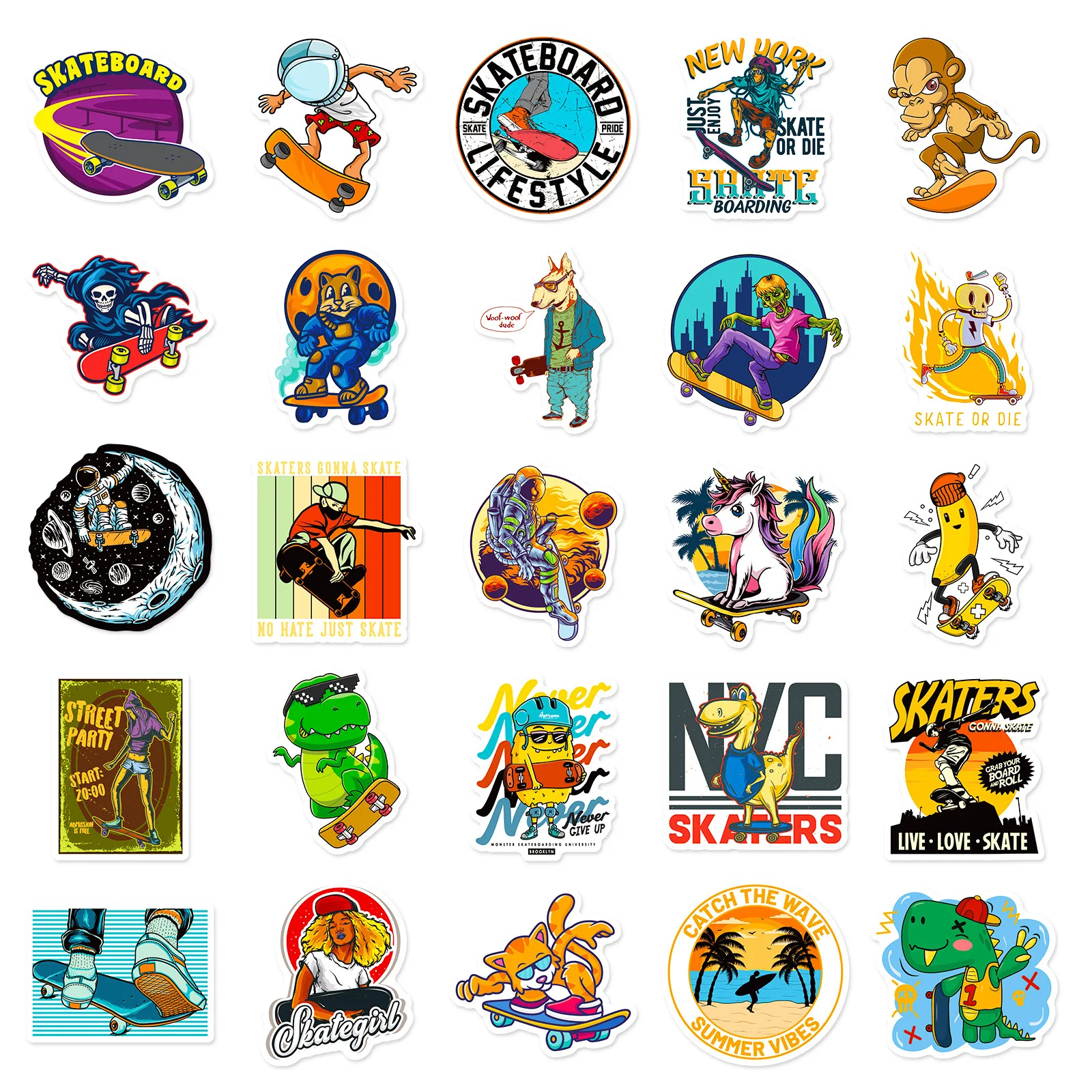 50 PCS Skateboard Sport Stickers DIY For Laptop Guitar Water Bottle Bike Anime Cartoon Graffiti waterproof ticker Toys