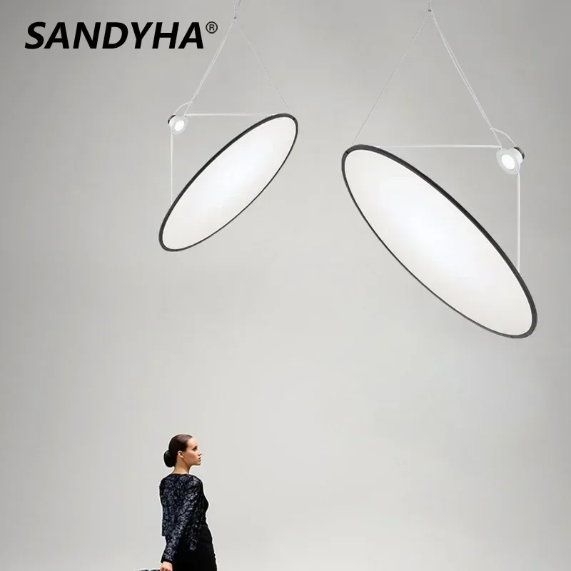 

SANDYHA Nordic Pendant Lights Creativity Disk Hanging Chandelier Led Lamps for Living Room Dining Table Bedroom Decoration Home