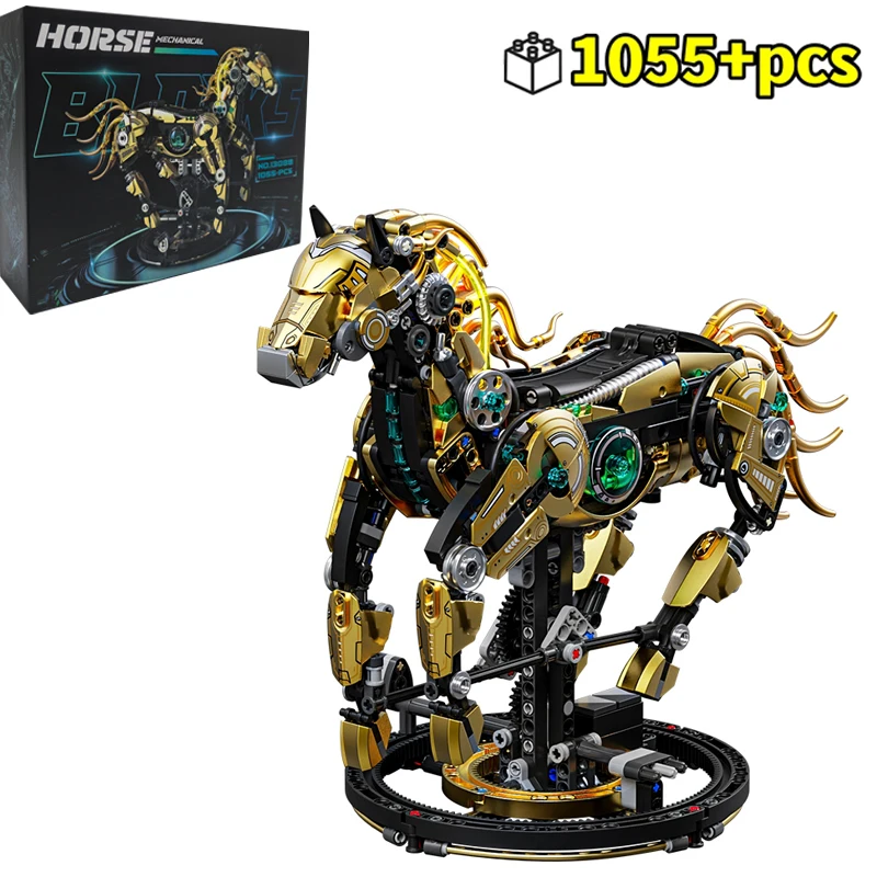 

Creative Mechanical Horse Building Blocks MOC Kit Bricks Educational STEM Toys Animal Model Construction Set Gifts for Kids